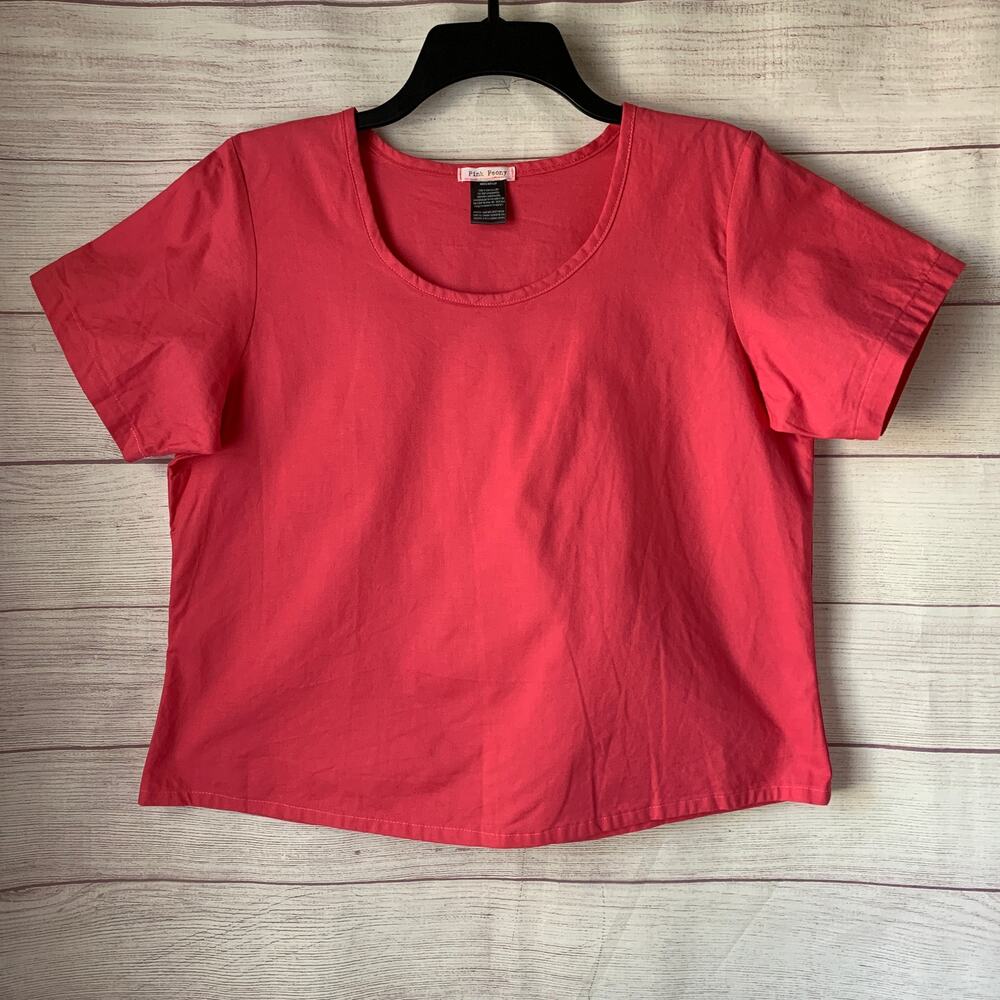 Pink Peony Short Sleeve Top Size Large